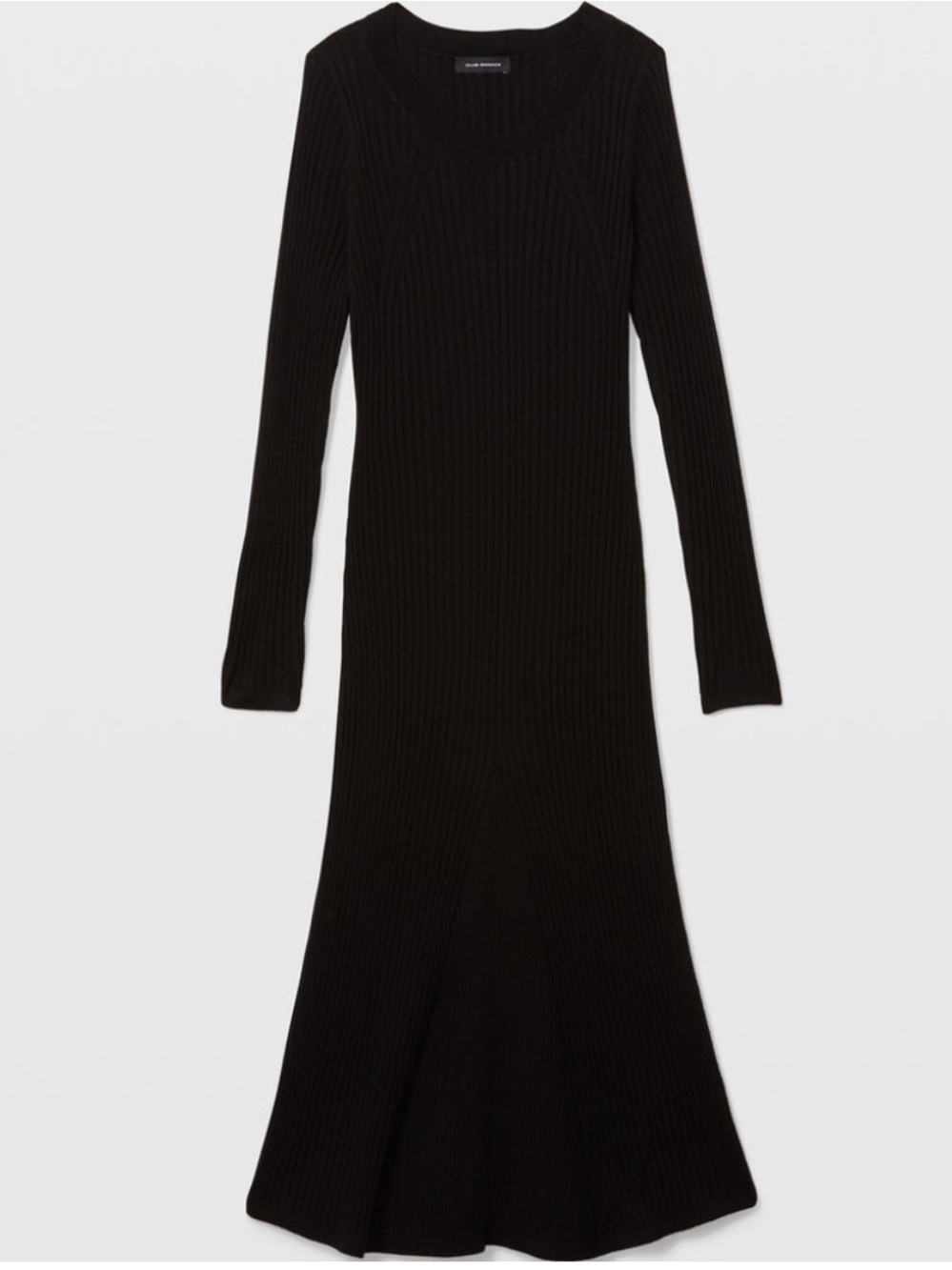 Club Monaco Black Ribbed Long-Sleeve Midi Dress - Picture 4 of 11